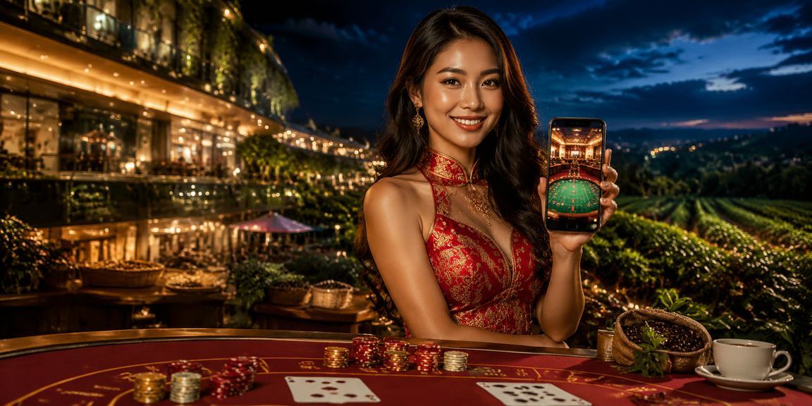 Người dùng mặc áo dài tại Hội An nhận hoàn tiền rebate bonus từ nền tảng casino trực tuyến